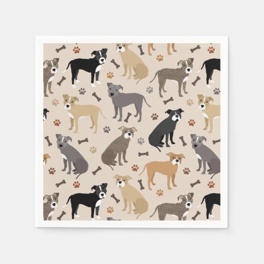 Pitbull Paws and Bones Napkins Serviette (Vorderseite)