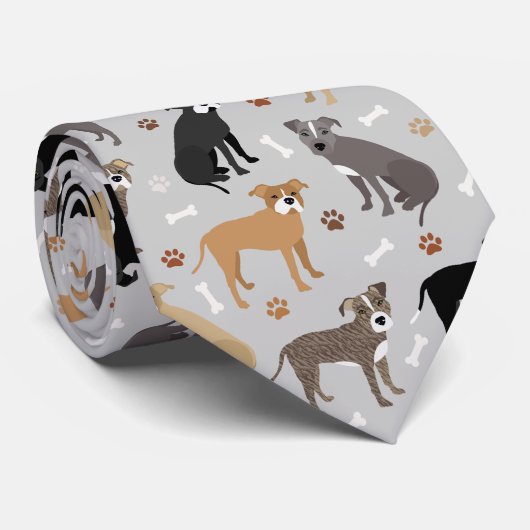 Pitbull Paws and Bones Neck Tie Krawatte (Gerollt)