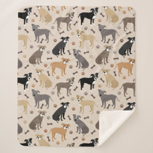 Pitbull Paws and Bones Sherpa Blanket Sherpadecke