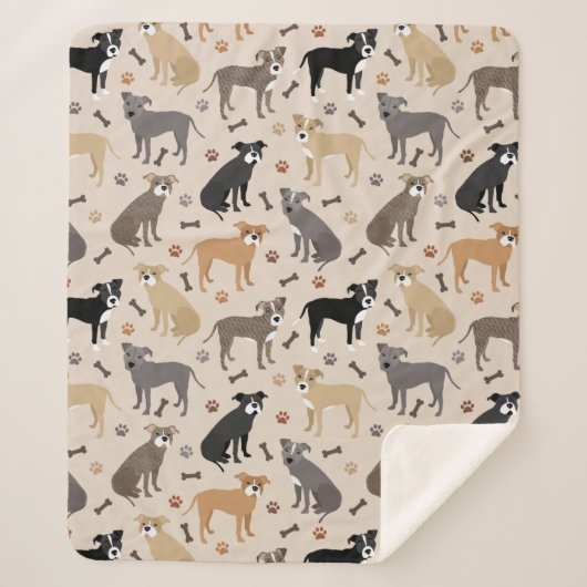 Pitbull Paws and Bones Sherpa Blanket Sherpadecke (Vorderseite)