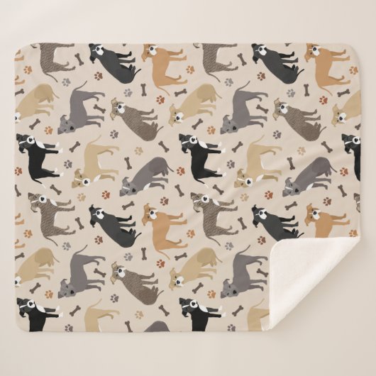 Pitbull Paws and Bones Sherpa Blanket Sherpadecke (Vorderseite (Horizontal))