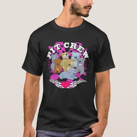 Pitbull Pit Crew Racing Style Dog T-Shirt (Vorderseite)
