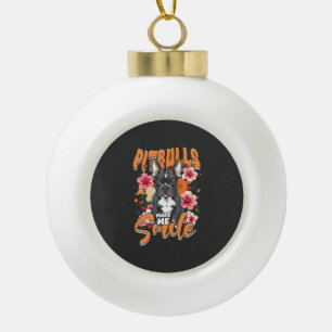 Pitbull Pitbulls Keramik Kugel-Ornament