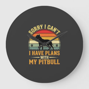 Pitbull plant Vintage-Sonnenuntergang-Hundefreund Große Wanduhr