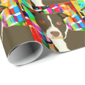 Pitbull Portrait Pop Art Geschenkpapier (Rolleneckpunkt)