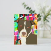 Pitbull Portrait Pop Art Postkarte (Stehend Vorderseite)