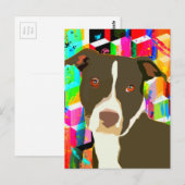 Pitbull Portrait Pop Art Postkarte (Vorne/Hinten)