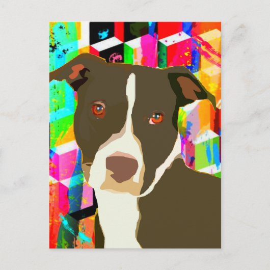Pitbull Portrait Pop Art Postkarte (Vorderseite)