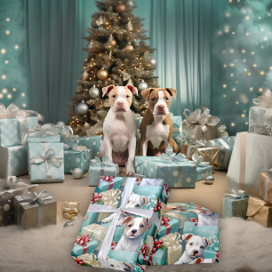 PitBull Puppies Pastel Moderne Weihnachten Geschenkpapier