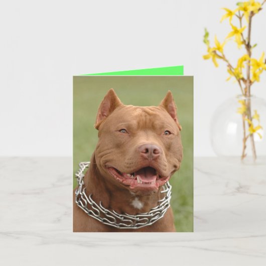 Pitbull Puppy Dodge Blank Note Card Karte (Gelbe Blume)