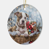 Pitbull Puppy Dog Weihnachtsfeiertag Keramik Ornament (Links)