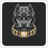 Pitbull Quadratischer Aufkleber (Vorderseite)