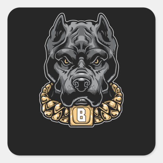 Pitbull Quadratischer Aufkleber (Vorderseite)