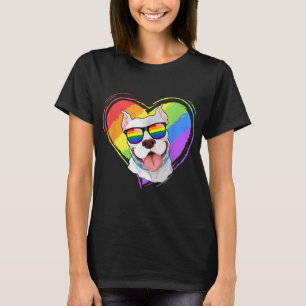 Pitbull Rainbow Herz Gay Pride LGBT Dog Lover Gif T-Shirt