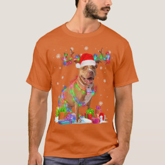 Pitbull Rentier Weihnachtslicht Funny Dog Xmas T-Shirt