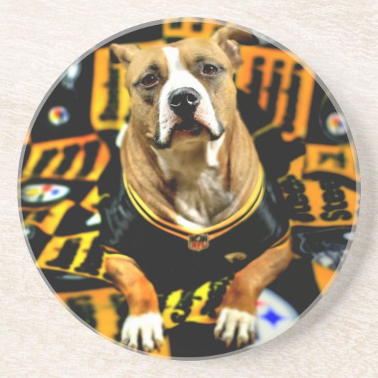 Pitbull Rescue Dog Fanatic Sandstein Untersetzer (Vorne)