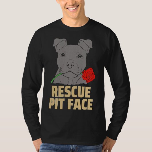 Pitbull Rescue Pit Face Funny Niedlich T-Shirt (Vorderseite)