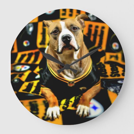 Pitbull Rettungs-Hundefußball-Fanatiker Große Wanduhr (Vorderseite)