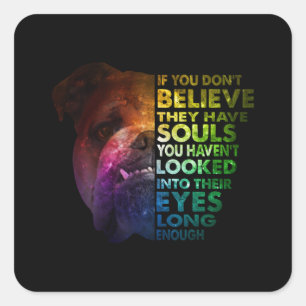 Pitbull schaute lange genug Hunde in ihre Augen Quadratischer Aufkleber