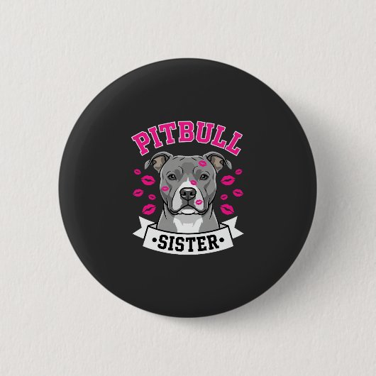Pitbull-Schwester-Hundefreund-Vektordesign Button (Vorderseite)