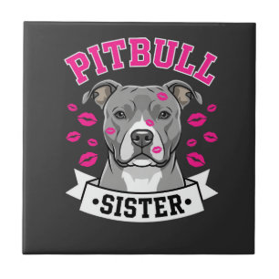 Pitbull-Schwester-Hundefreund-Vektordesign Fliese