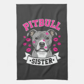 Pitbull-Schwester-Hundefreund-Vektordesign Geschirrtuch (Vertikal)