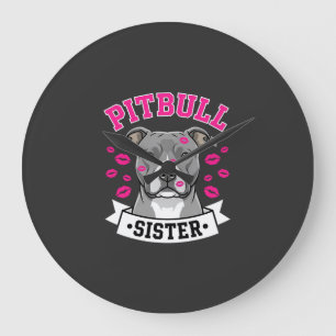 Pitbull-Schwester-Hundefreund-Vektordesign Große Wanduhr