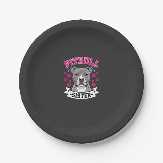 Pitbull-Schwester-Hundefreund-Vektordesign Pappteller (Vorderseite)
