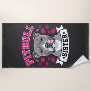 Pitbull-Schwester-Hundefreund-Vektordesign Strandtuch