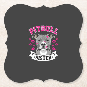 Pitbull-Schwester-Hundefreund-Vektordesign Untersetzer