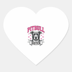 Pitbull-Schwester Vintage-Hundefreund Vektor-Desig Herz-Aufkleber