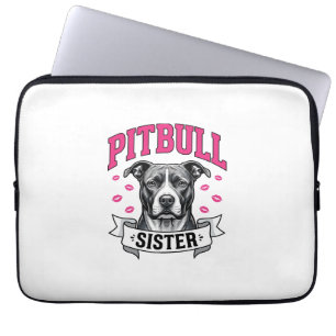 Pitbull-Schwester Vintage-Hundefreund Vektor-Desig Laptopschutzhülle