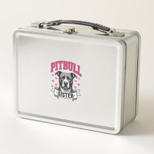 Pitbull-Schwester Vintage-Hundefreund Vektor-Desig Metall Brotdose