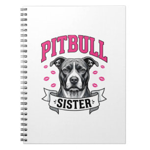 Pitbull-Schwester Vintage-Hundefreund Vektor-Desig Notizblock