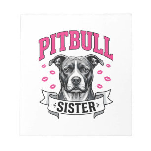 Pitbull-Schwester Vintage-Hundefreund Vektor-Desig Notizblock