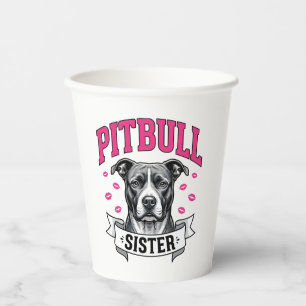 Pitbull-Schwester Vintage-Hundefreund Vektor-Desig Pappbecher