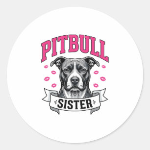Pitbull-Schwester Vintage-Hundefreund Vektor-Desig Runder Aufkleber