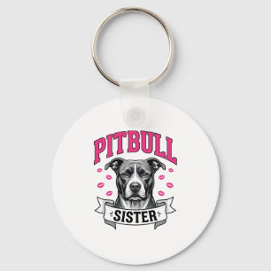 Pitbull-Schwester Vintage-Hundefreund Vektor-Desig Schlüsselanhänger