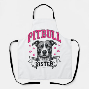 Pitbull-Schwester Vintage-Hundefreund Vektor-Desig Schürze