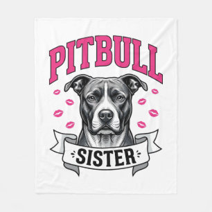 Pitbull-Schwester Vintage-Hundefreund-Vektordesign Fleecedecke