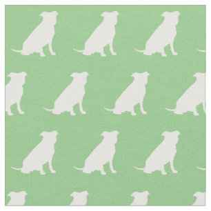 Pitbull Silhouette Pet Pit Bull Sage Green Stoff