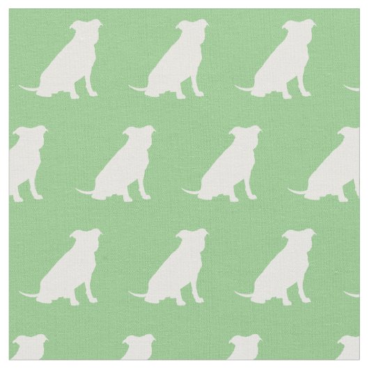 Pitbull Silhouette Pet Pit Bull Sage Green Stoff (Nahaufnahme)