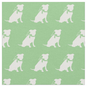 Pitbull Silhouette Pet Pit Bull Sage Green Stoff