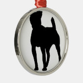 Pitbull Silhouette Silbernes Ornament (Rechts)
