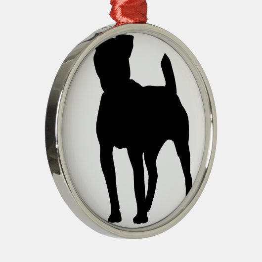 Pitbull Silhouette Silbernes Ornament (Rechts)