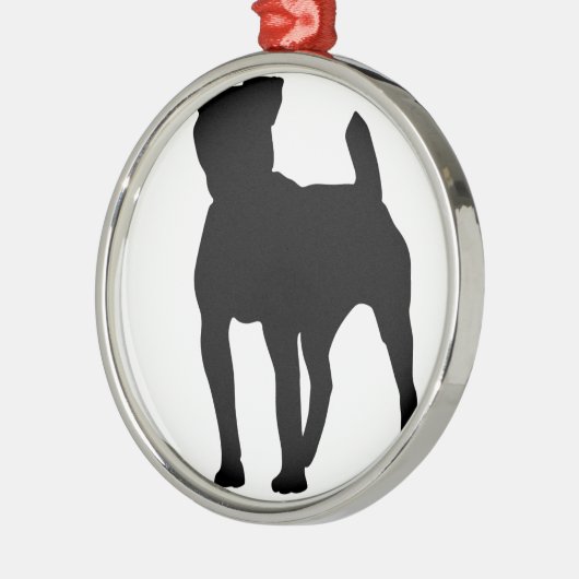 Pitbull Silhouette Silbernes Ornament (Links)