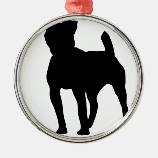 Pitbull Silhouette Silbernes Ornament (Vorne)