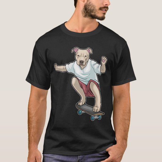 Pitbull Skater Skateboard T-Shirt (Vorderseite)