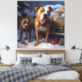 Pitbull Snowy Sleigh Weihnachtsdekor Leinwanddruck (Insitu (Schlafzimmer))