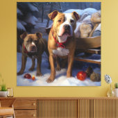 Pitbull Snowy Sleigh Weihnachtsdekor Leinwanddruck (Insitu (Wohnzimmer))